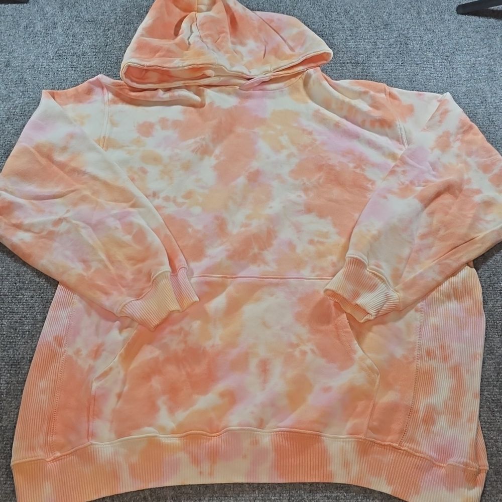 Aerie Oversized Tie Dye Hoodie Womens M Pink Orange Cozy Sweatshirt